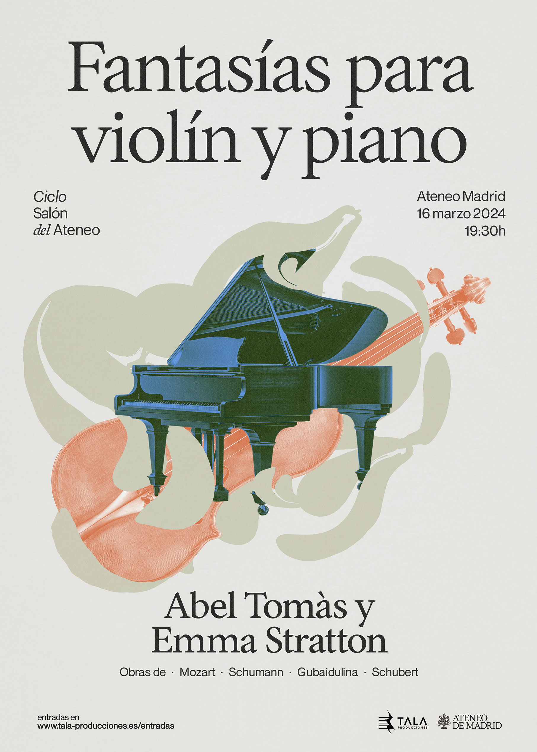Abel Toms y Emma Stratton nos proponen su Fantasa para piano y violn en el Ciclo Saln del Ateneo