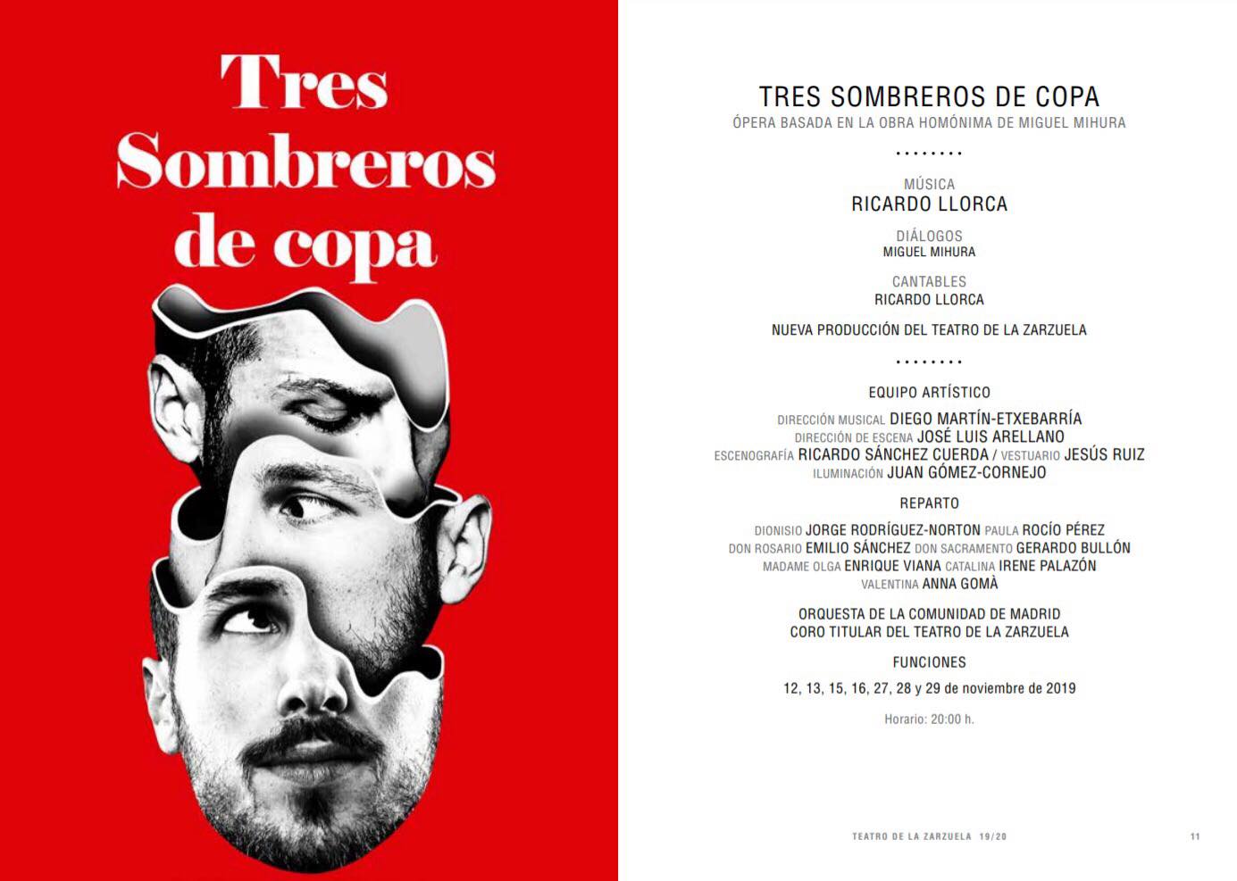 Ricardo LLorca estrenar su pera Tres Sombreros de Copa en Madrid