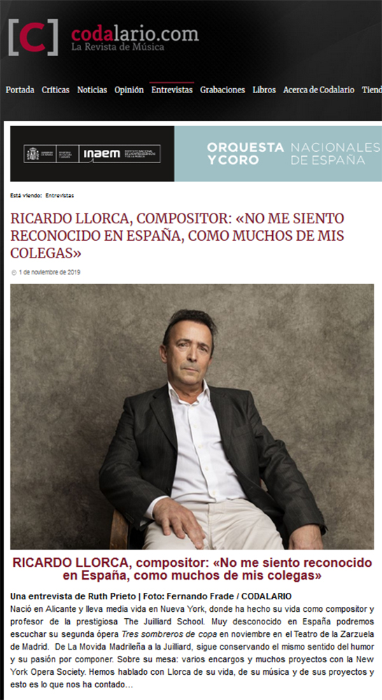 «No me siento reconocido en España, como muchos de mis colegas» Ricardo Llorca